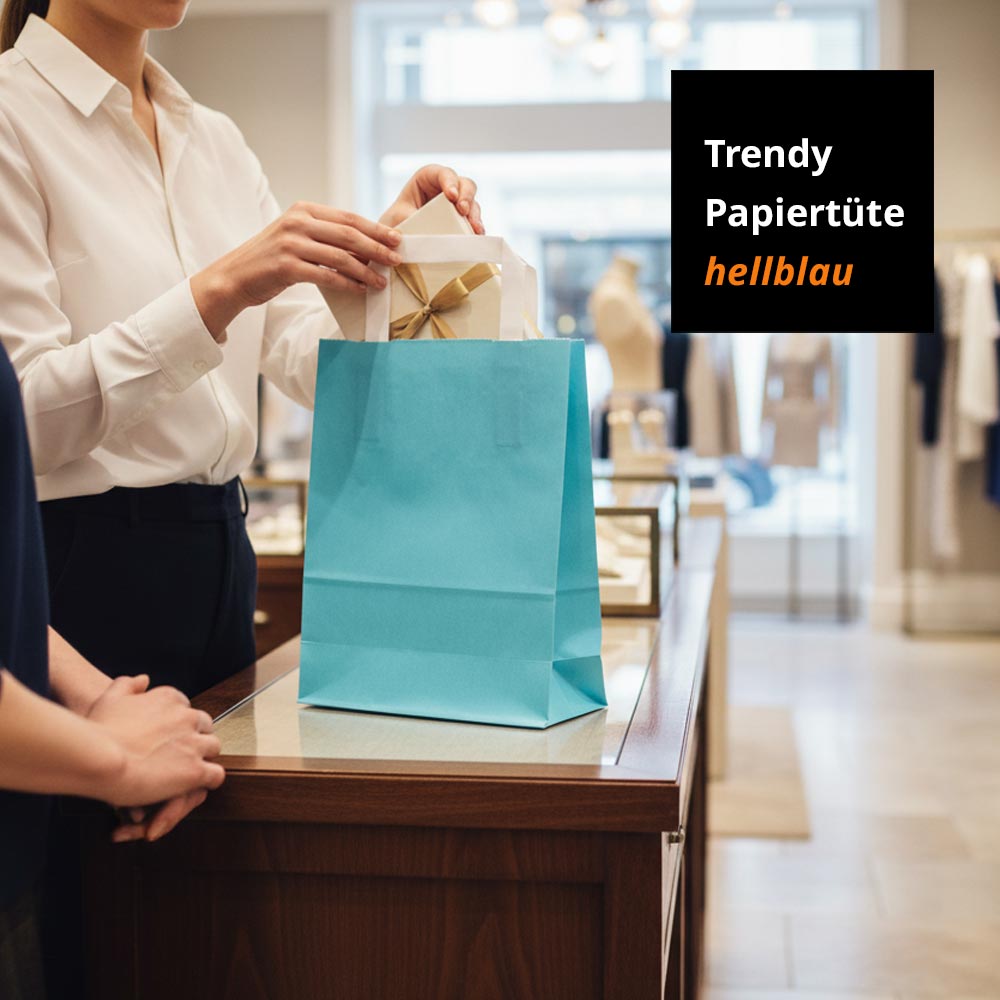 trendy papiertüten hellblau