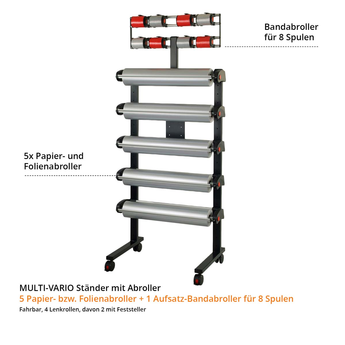 VARIO Multi Abrollständer mit 8 Bandabroller