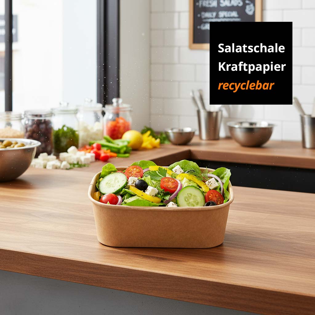 Salatschale Kraftpapier rechteckig ohne Deckel