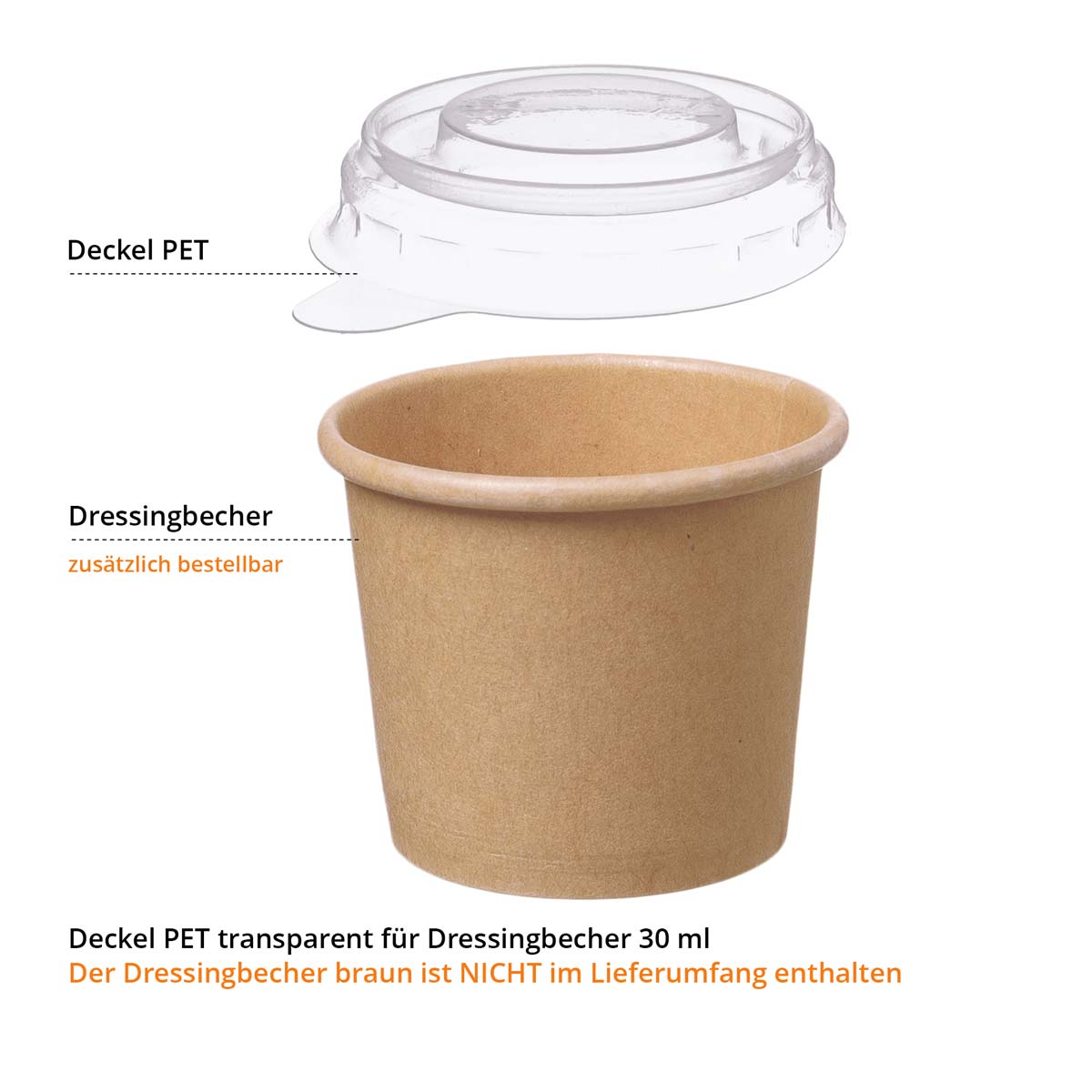 Deckel PET transparent für Dressingbecher 30ml