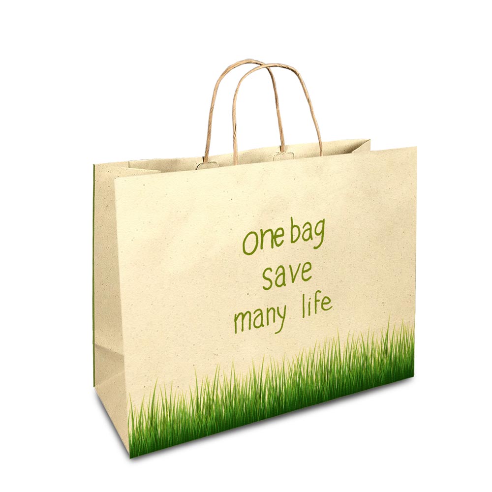 Graspapier Tragetasche 1-farbig bedruckt