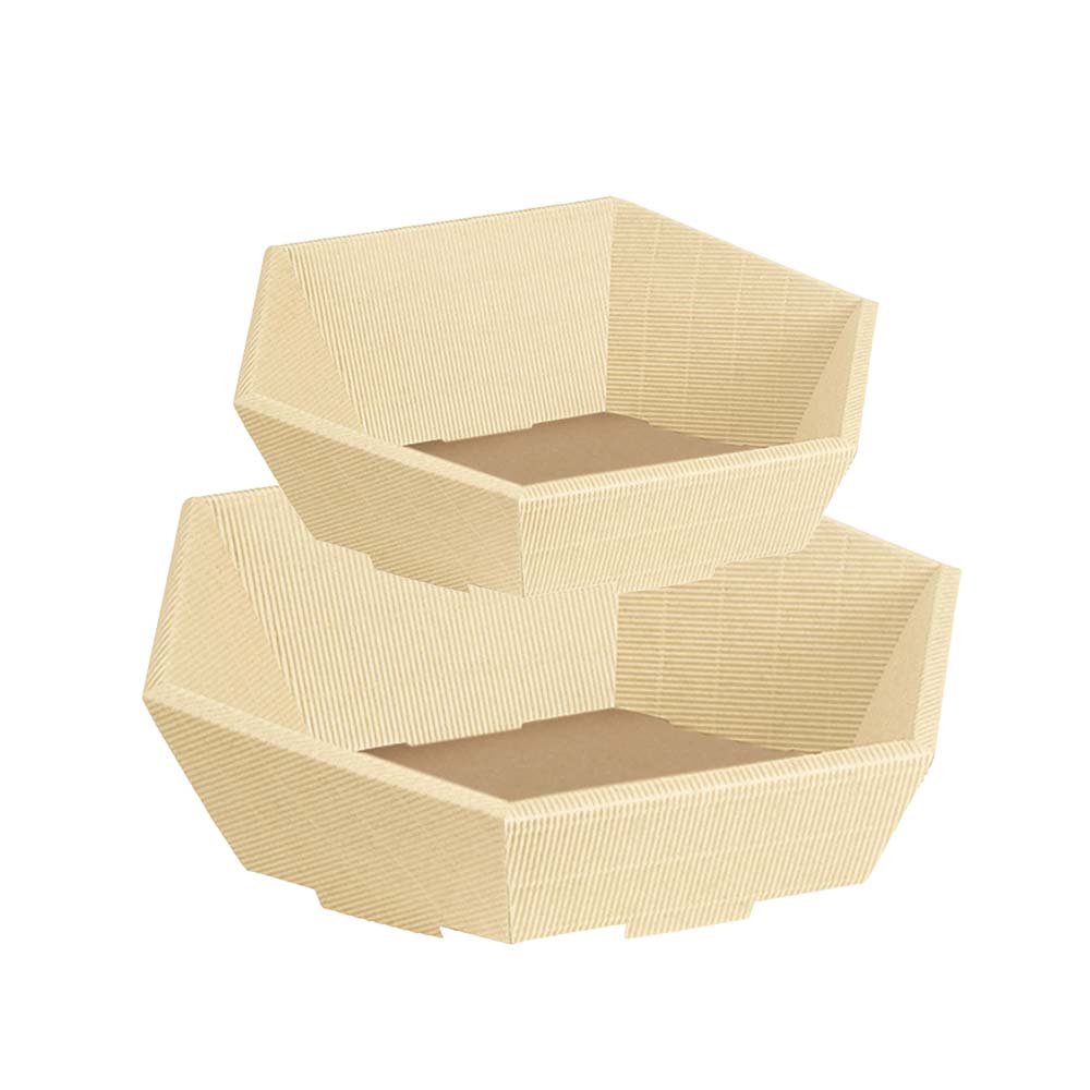 Präsentkorb Geschenkkorb 6-Eck, offene Welle, creme, 2 Größen
