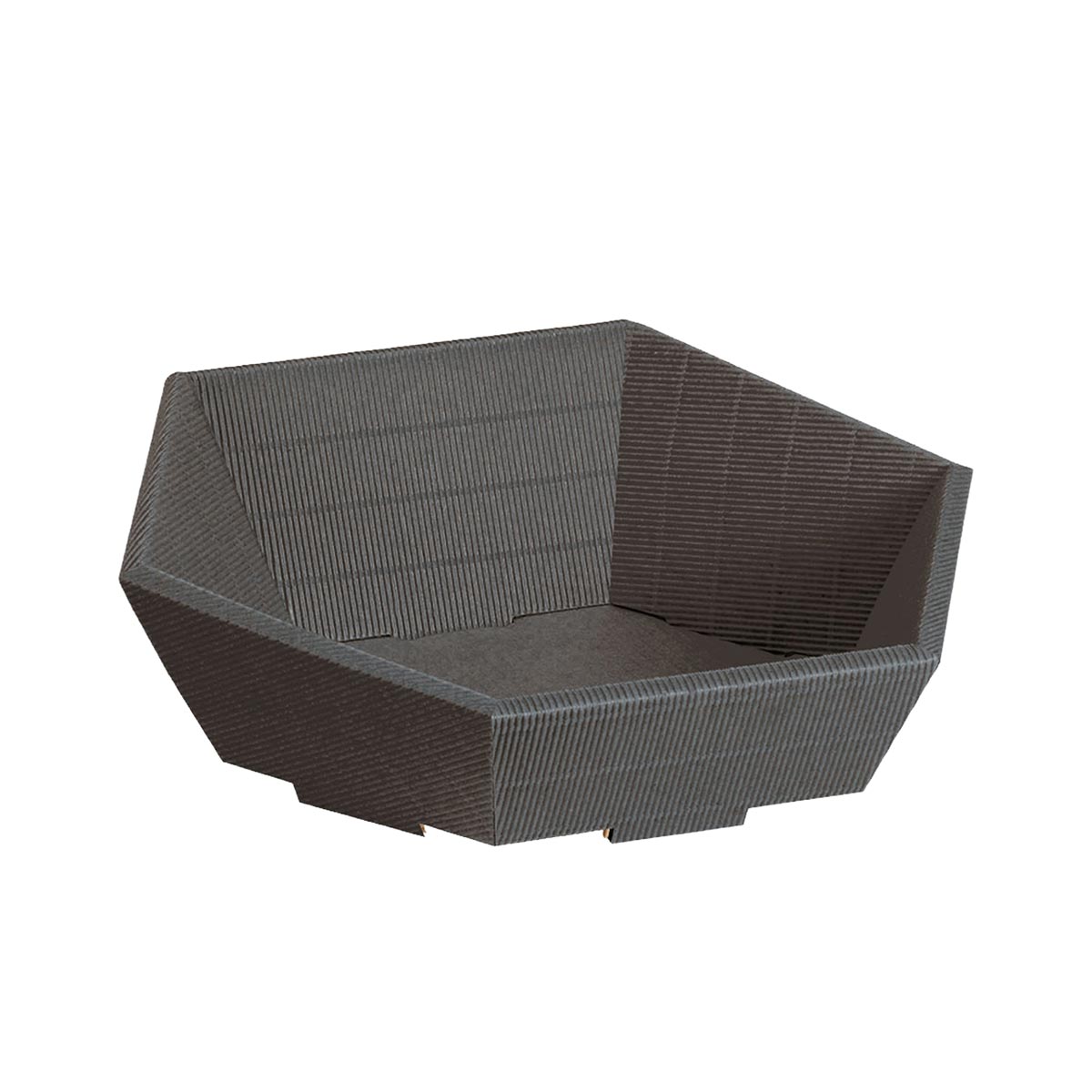 Präsentkorb Geschenkkorb 6-Eck, offene Welle, anthrazit, groß