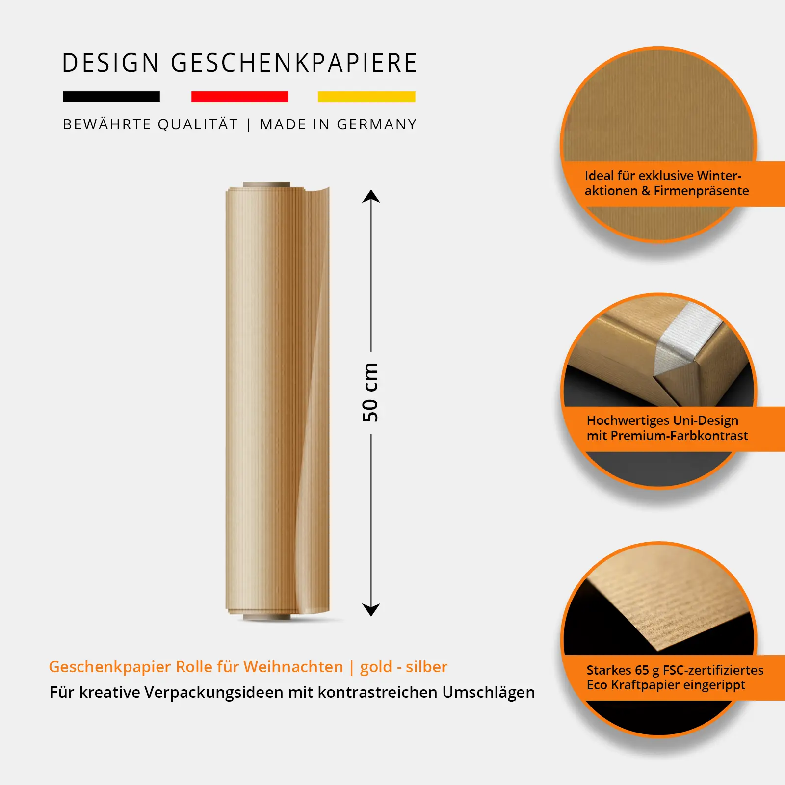 WOGP-WHKRGOSI - Geschenkpapier Rollen gold-silber - Foto 8