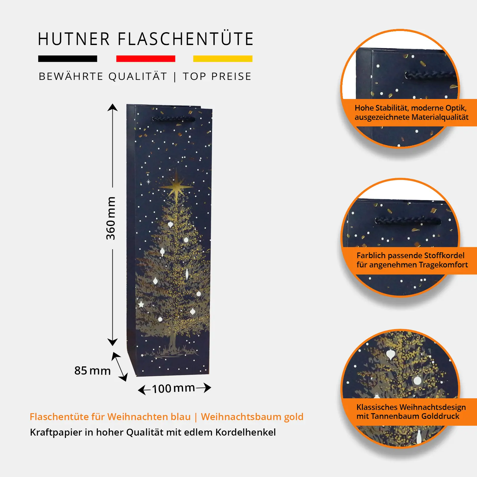 MCFT-NABLWHB - Geschenktüten blau mit goldenem Weihnachtsmotiv - Foto 3