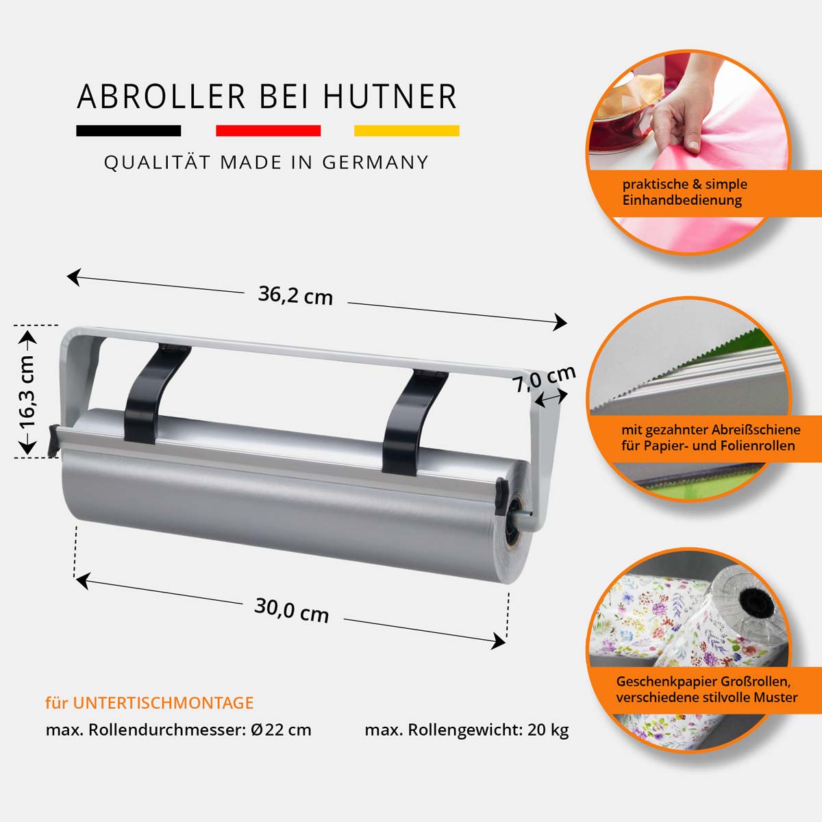 STANDARD Papier- und Folienabroller Untertischabroller 30 cm