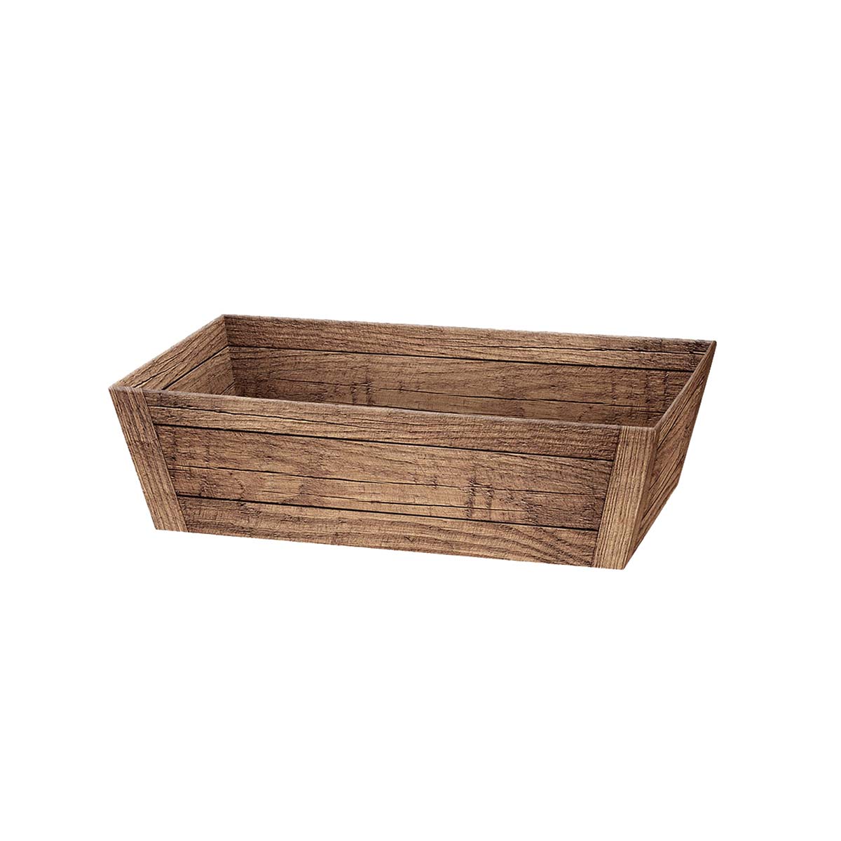 Präsentkorb Geschenkkorb Holzoptik braun, rechteckig, mittel