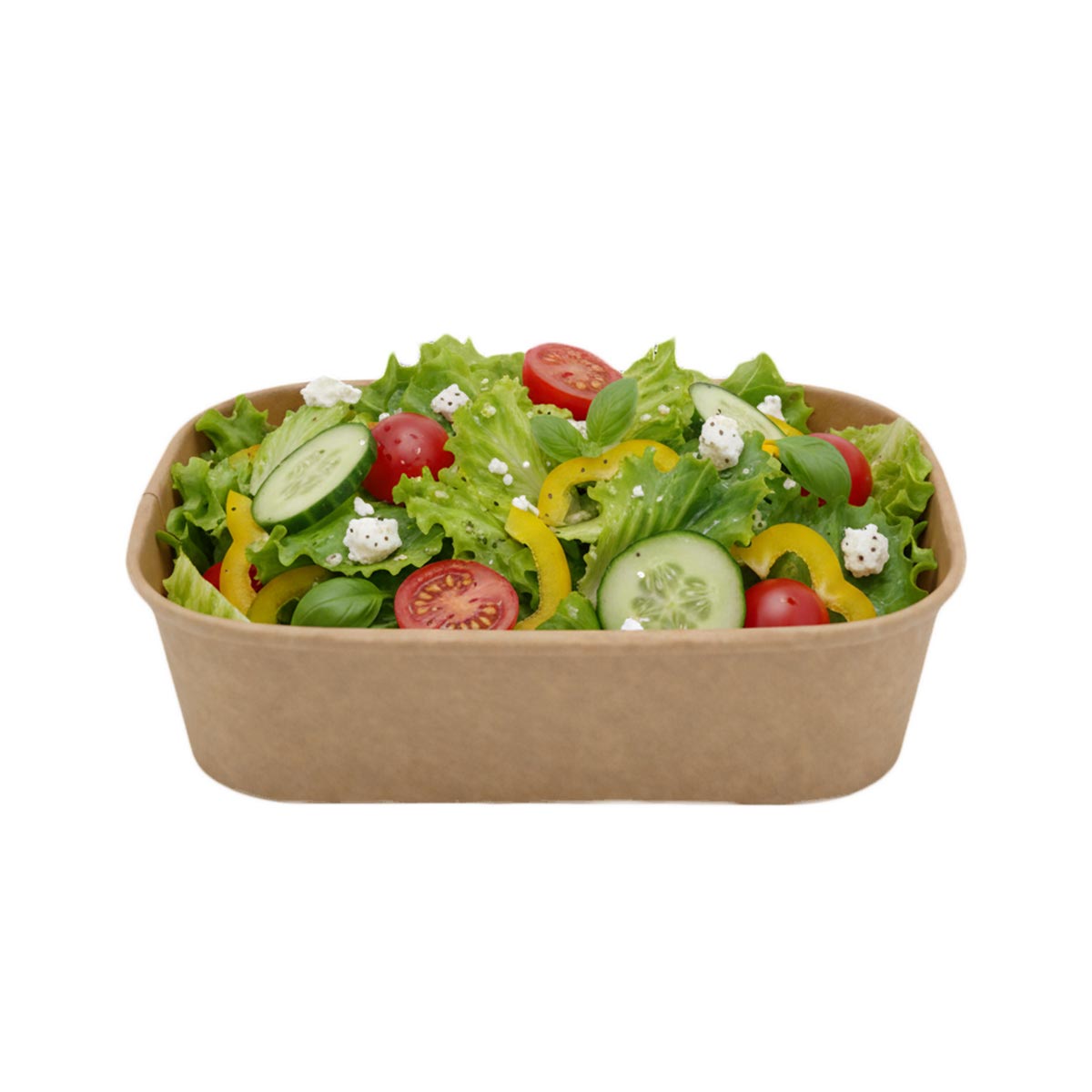 Salatschale Kraftpapier rechteckig ohne Deckel - 500ml