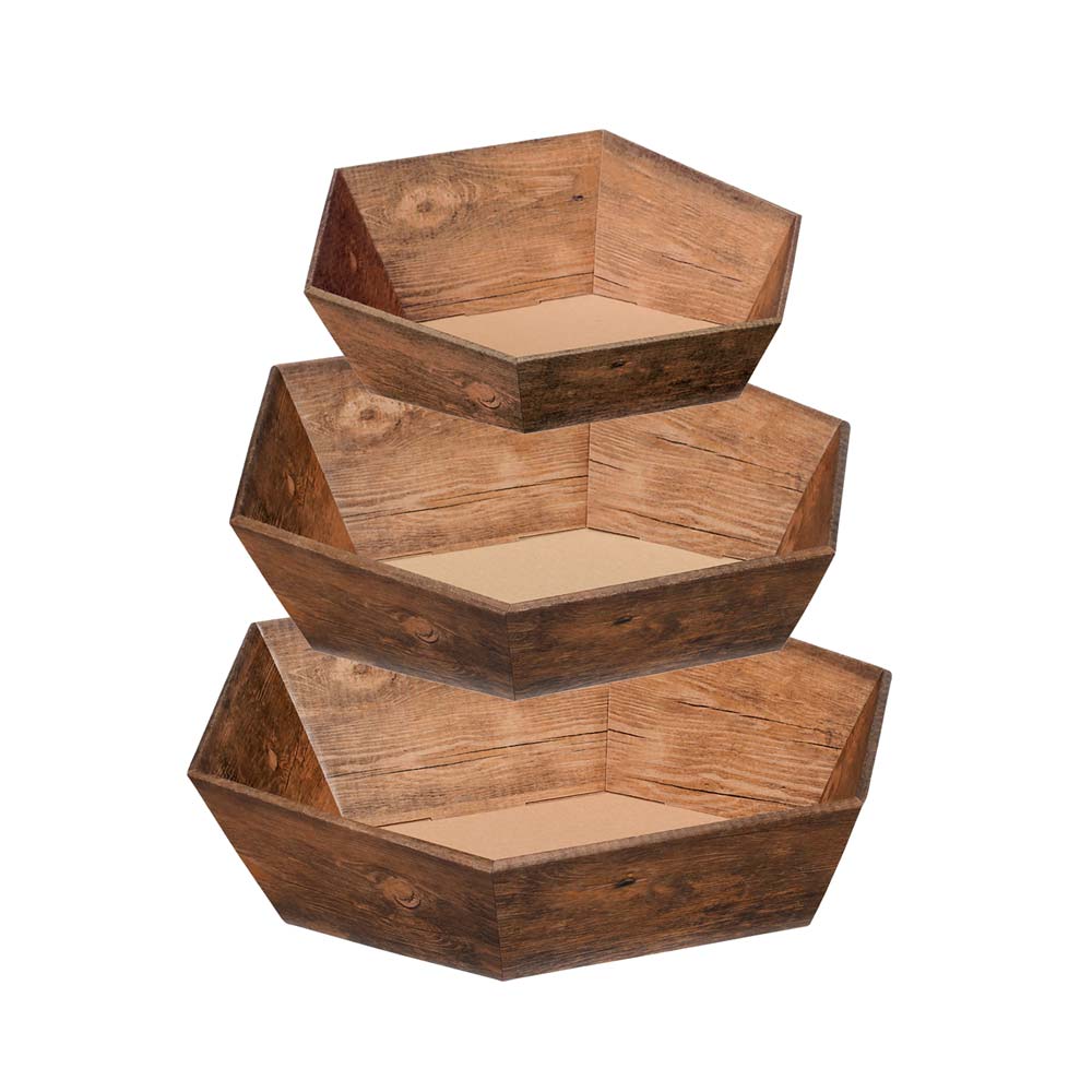 Präsentkorb Geschenkkorb 6-Eck, Rustik, 3 Größen