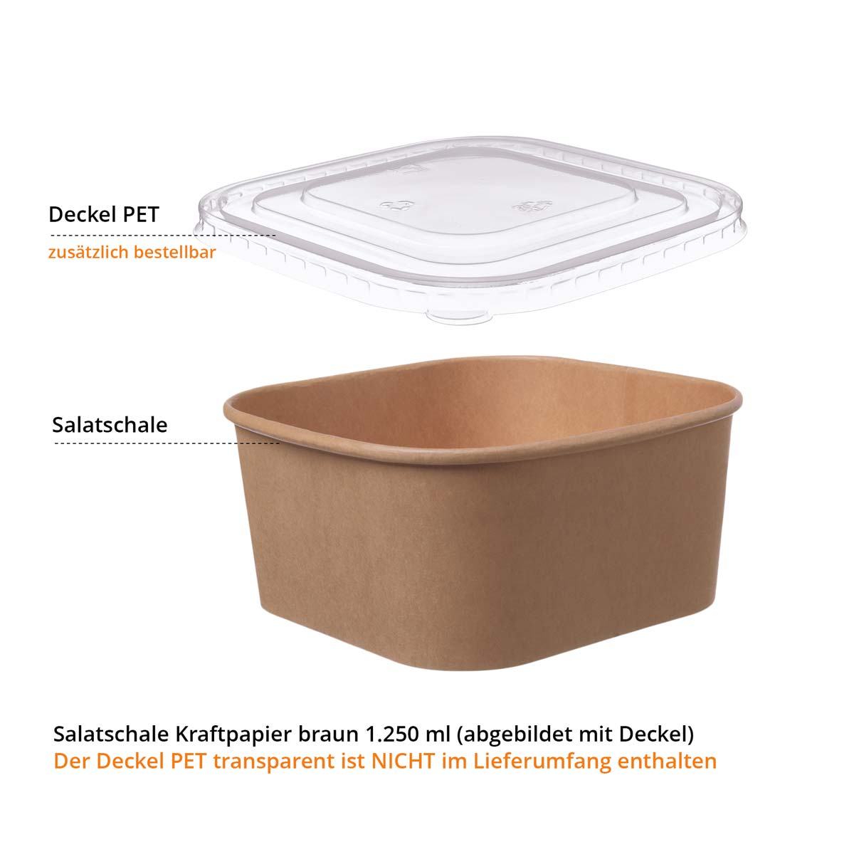Salatschale Kraftpapier braun ohne Deckel 1250ml