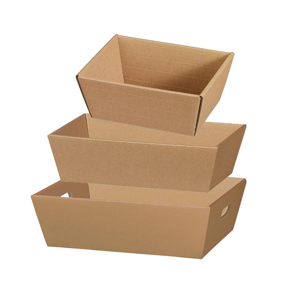 Präsentkorb Geschenkkorb natur braun offene Welle, rechteckig, 3 Größen