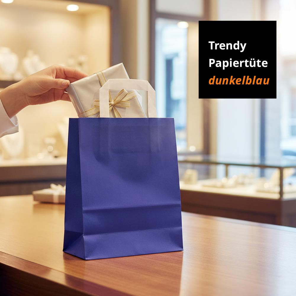 trendy papiertüten dunkelblau