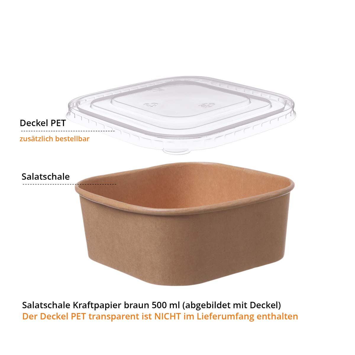 Salatschale Kraftpapier braun ohne Deckel 500ml
