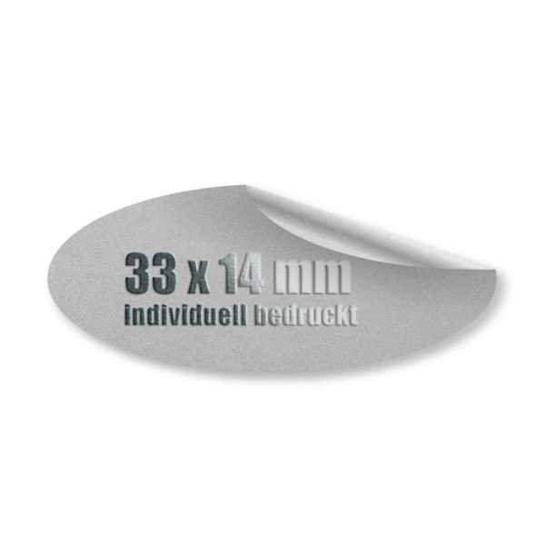 Prägeetiketten 33x14 mm oval | hochwertiger Offset-Digitaldruck