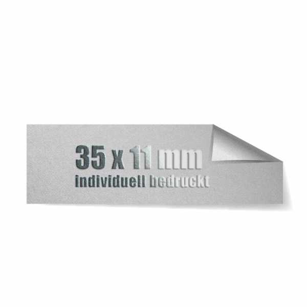 Prägeetiketten 35x11 mm rechteckig mit spitzen Ecken | hochwertiger Offset-Digitaldruck