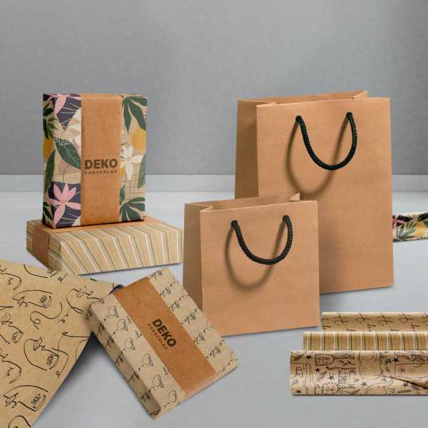 Set Urbanic Nature, Recyclingpapier, Geschenkpapierrolle Röllchen + Geschenktüten, 2 Größen