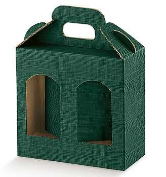 Gläserkarton Geschenk Box grün, Leinenstruktur, 15 Größen