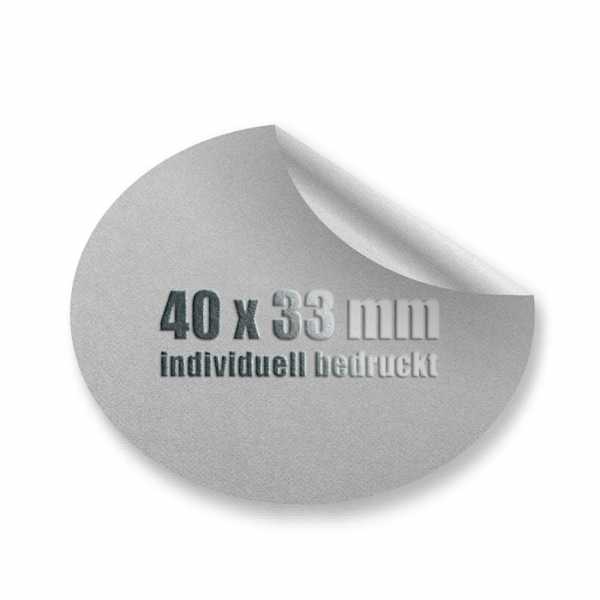 Prägeetiketten 40x33 mm oval | hochwertiger Offset-Digitaldruck