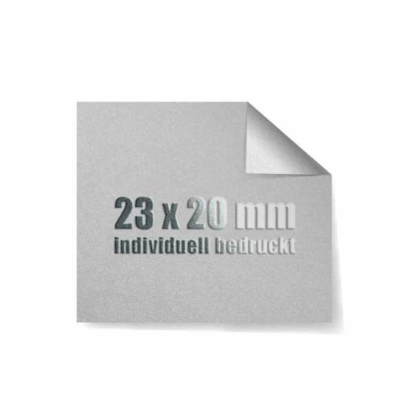 Prägeetiketten 23x20 mm rechteckig mit spitzen Ecken | hochwertiger Offset-Digitaldruck