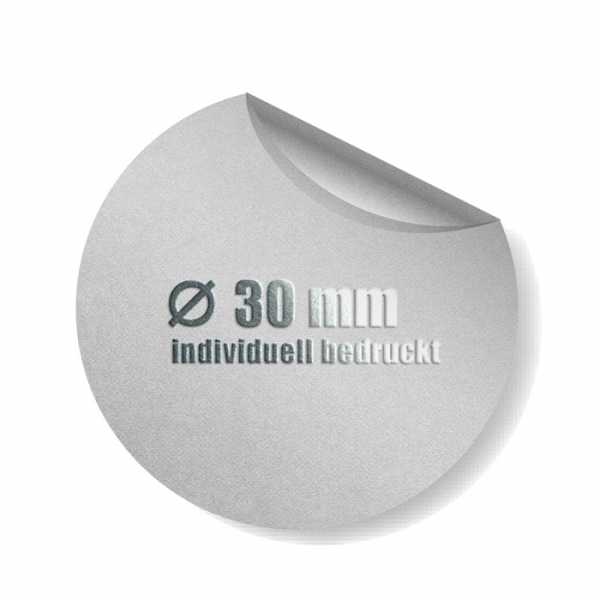 Prägeetiketten Durchmesser 30 mm rund | hochwertiger Offset-Digitaldruck
