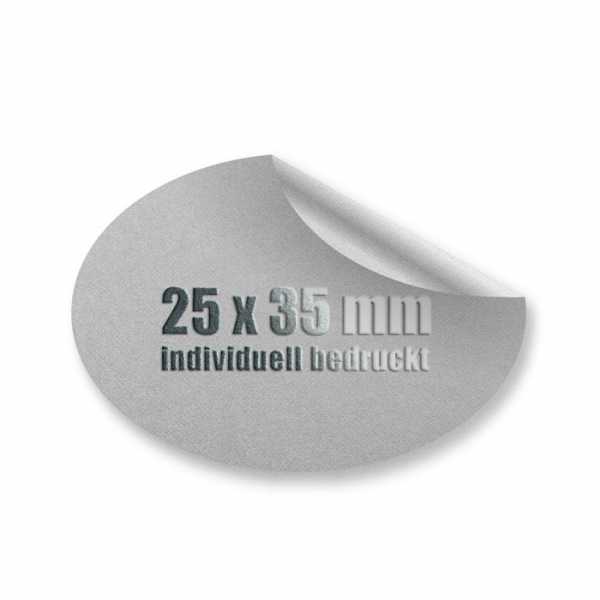 Prägeetiketten 25x35 mm oval | hochwertiger Offset-Digitaldruck