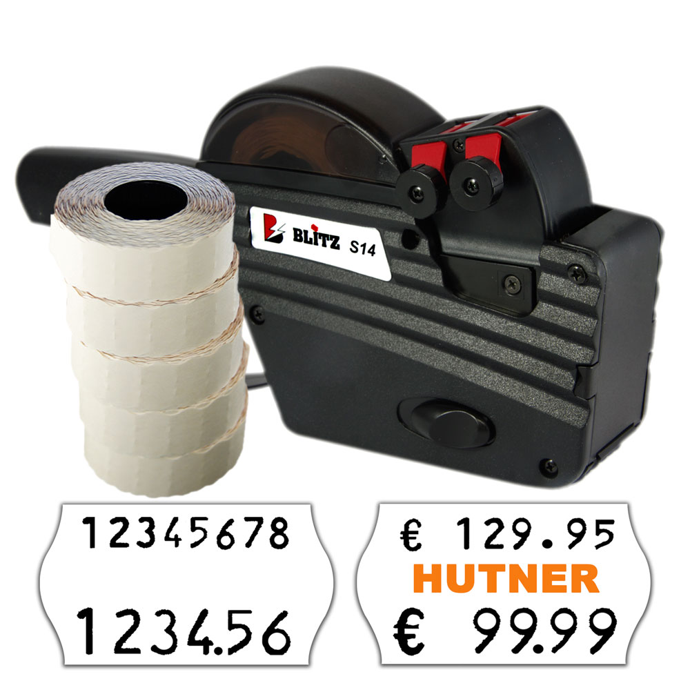 Preisauszeichner Handauszeichner BLITZ S14  mit 2 Druckwerken 8/6 Etiketten 