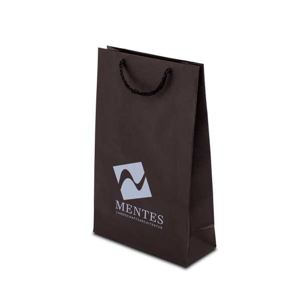 Papiertaschen ECO-PRESTIGE, schwarz, in 3 Größen - bedruckt
