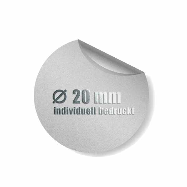Prägeetiketten Durchmesser 20 mm rund | hochwertiger Offset-Digitaldruck