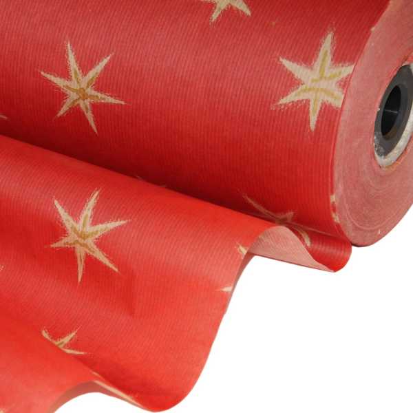 Seidenpapier Rolle für Blumen Weihnachten klassik Stars rot/gold