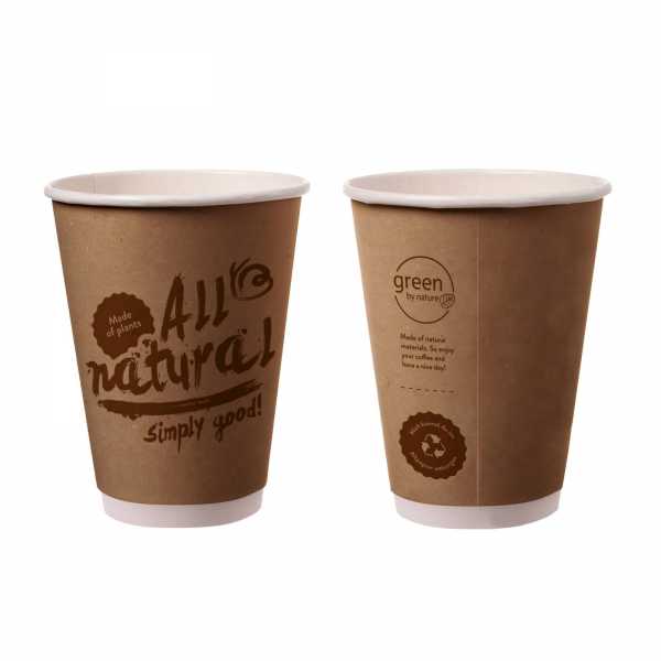 Kaffeebecher to go nachhaltig, doppelwandig braun, 2 Größen