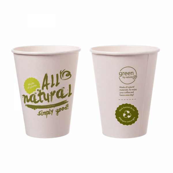 Kaffeebecher to go nachhaltig, einwandig weiß, 2 Größen