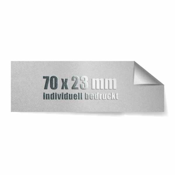 Prägeetiketten 70x23 mm rechteckig mit spitzen Ecken | hochwertiger Offset-Digitaldruck