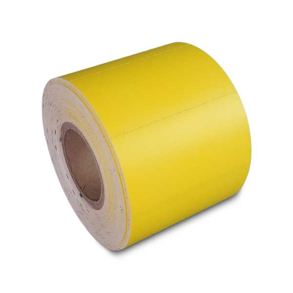 Regaletiketten gelb 38x70 mm Thermo-Eco-Karton auf Rolle