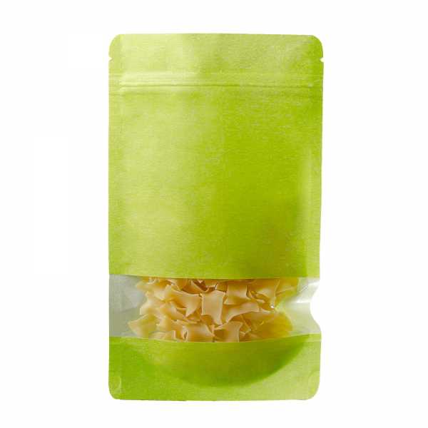 Standbodenbeutel ohne Aluminium - Reispapier grün mit Druckverschluß, 500 ml