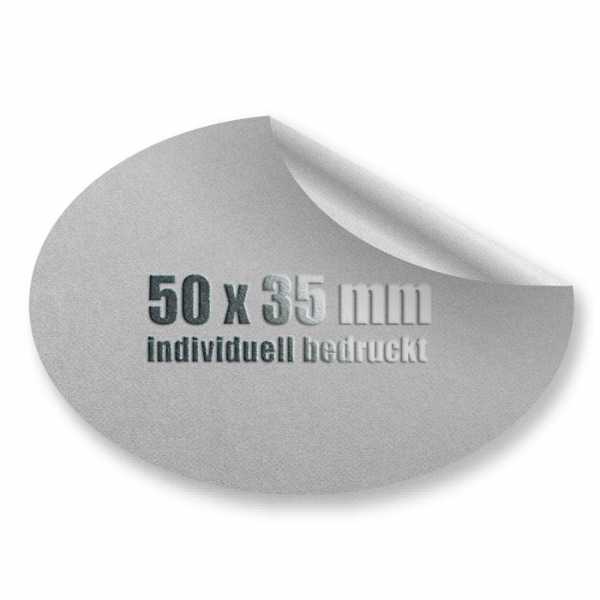 Prägeetiketten 50x35 mm oval | hochwertiger Offset-Digitaldruck