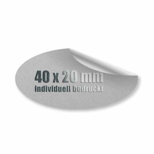 Prägeetiketten 40x20 mm oval | hochwertiger Offset-Digitaldruck