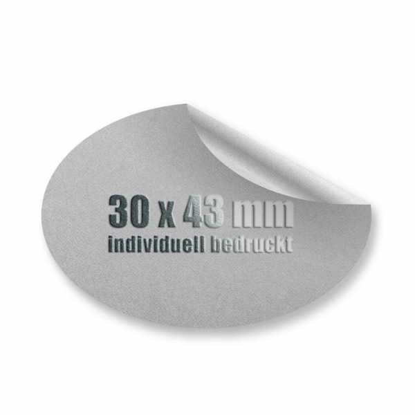 Prägeetiketten 30x43 mm oval | hochwertiger Offset-Digitaldruck