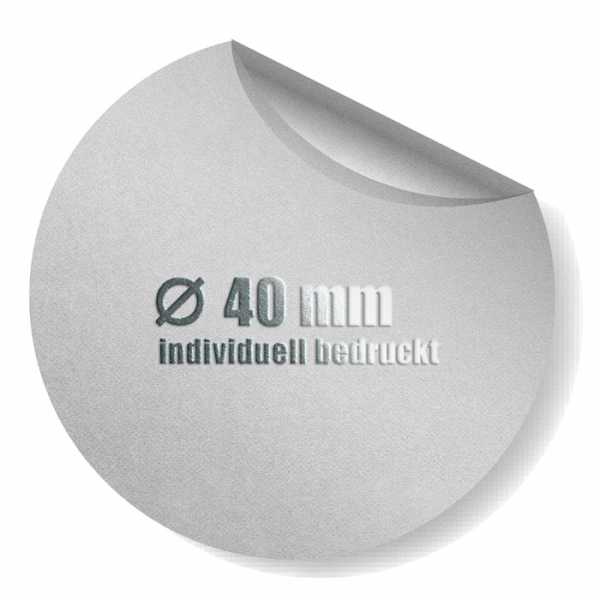Prägeetiketten Durchmesser 40 mm rund | hochwertiger Offset-Digitaldruck