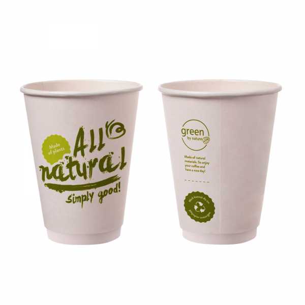 Kaffeebecher to go nachhaltig, doppelwandig weiß, 2 Größen