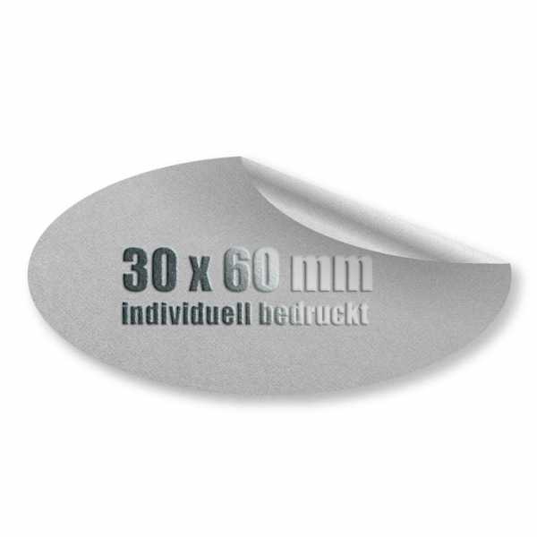 Prägeetiketten 30x60 mm oval | hochwertiger Offset-Digitaldruck