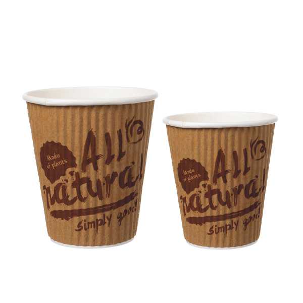 Kaffeebecher to go nachhaltig Riffle, einwandig braun, 2 Größen