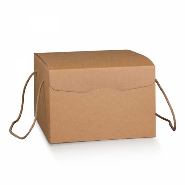 Geschenk Box, Kuchen Box mit Kordelhenkel, Kraft braun