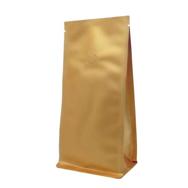 Bodenbeutel Boxpouch gold matt 3-lagig, mit Alu und Aromaventil, versch.Größen